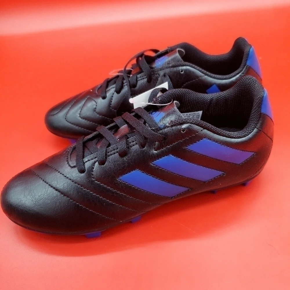 Adidas Boys Goletto Vii Fg J Black/Royal Soccer Shoes FV2894 Size 6Y NWT